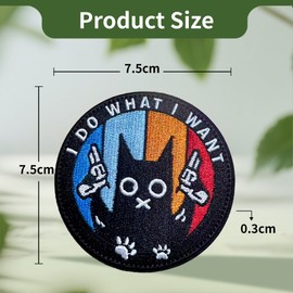 I DO WHAT I WANT Black Cat with Gun Patch Morale Patches Velcro Embroidery Tactical Velcro for Clothing Backpack Baseball Cap Uniform Vest Dog Harness