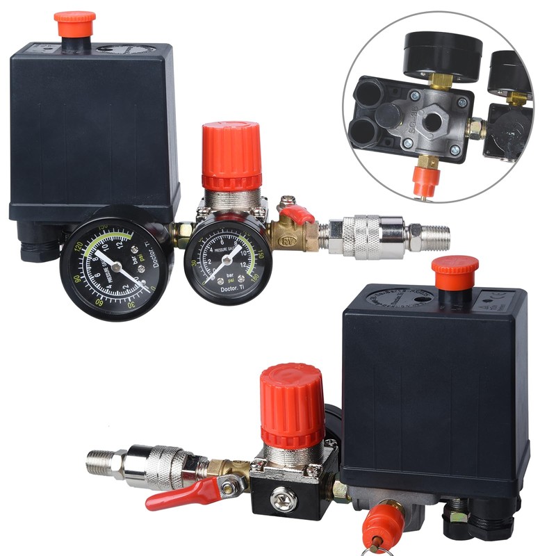 Preciva Air Compressor Pressure Switch Control Valve with 4 Way