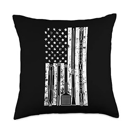 BBQ Cloths Barbecue Smoker Grill Pit-Master Gifts American Flag BBQ Smoker Grill-ing Barbecue Chef Pit-Master Throw Pillow, 18x18, Multicolor
