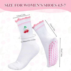 4 Pairs Reformer Pilates Socks Non-Slip Grippy Socks, Breathable & Cute Embroidery Design, Perfect for Yoga, Pilates, Barre, and Home Use