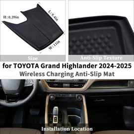 BJchiwu Wireless Charging Anti-Slip Mat Fit for 2024 2025 Toyota Grand Highlander, Silicone Waterproof & Stain-Resistant Car Center Console Phone Charger Protective Pad Liner Accessories(1PCS, Black)
