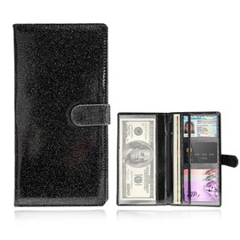 Wevdn Car Registration and Insurance Holder, PU Leather Vehicle Glove Box Organizer with Magnetic Shut, Wallet Case for Insurance Card Driver License Document, Car Accessories (Black, Glossy)