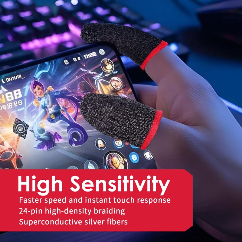 Josojoou 12 Pack Gaming Finger Sleeves, Ultra-Thin Silver Fiber Gaming