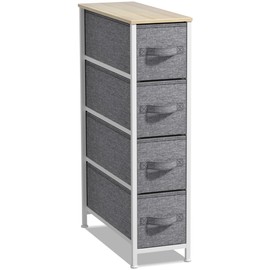 Sorbus Kids Narrow Dresser with 4 Drawers - Vertical Slim Storage Chest of Drawers with Steel Frame, Wood Top & Easy Pull Fabric Bins for Small Spaces, Closets, Bedroom, Bathroom & Laundry