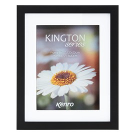Kenro Kington Series Black Photo Frame 8x10" / 20x25cm Shadow Box Frame with White Mat - KGN2025B