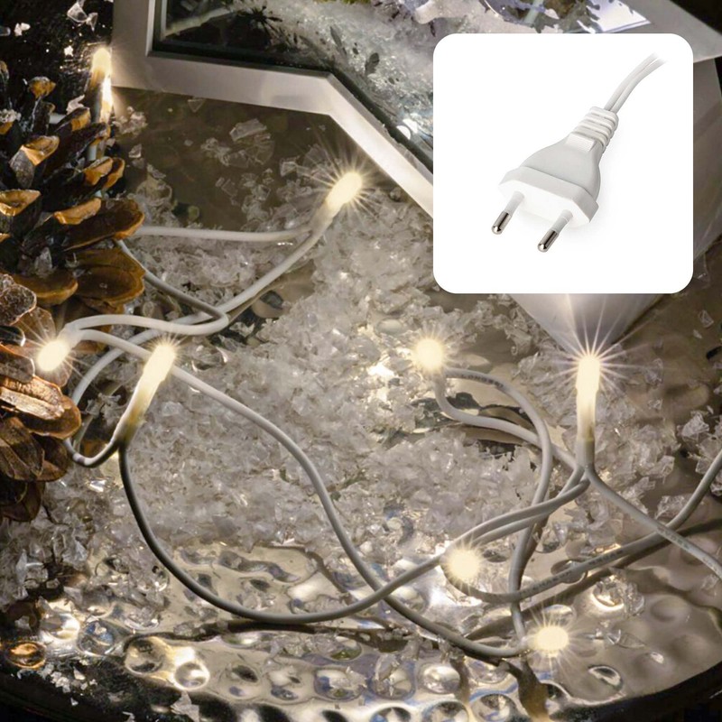 hellum 100-tlg. mini LED Lichterkette mit Stecker und weißem Kabel,