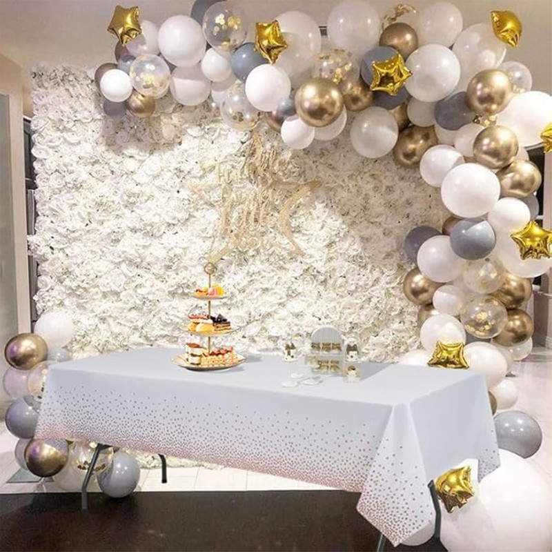 3pcs 137 x 274cm Rose Gold Dot Disposable PVC Table