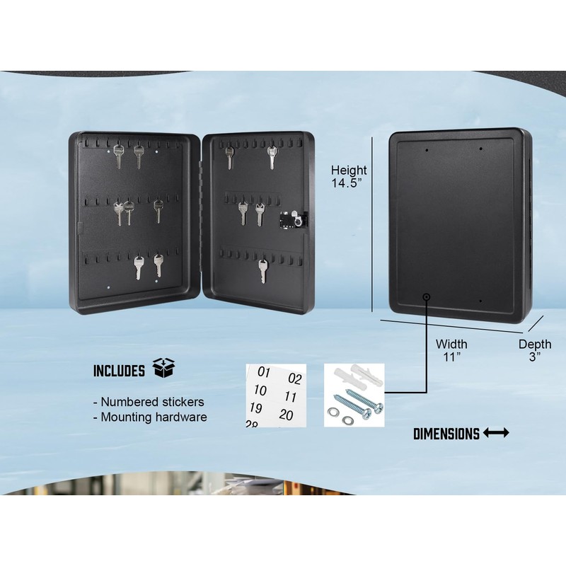 BARSKA 57 Position Key Cabinet with Combination Lock Black, Medium