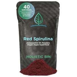 Holistic Bin Organic Astaxanthin Powder | Powerful Natural Antioxidant Supplement for Smoothies and Capsules | Whole Haematococcus Pluvialis Algae Supplement (20 Grams)