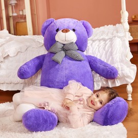 IKASA Giant Teddy Bear Plush Toy - 47" Cute & Soft Stuffed Animal for Kids, Girls, Boys, & Girlfriend (Purple)
