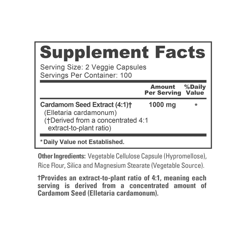 NusaPure Cardamom Capsules, 1000 mg, 200 Veg Capsules (Non-GMO, Vegan)