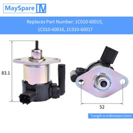MaySpare Fuel Shut Off Stop Solenoid 1C010-60015 1C010-60016 1C010-60017 12VDC Kubota M105S M105X M6800 M8200 M8540 M9000 M9540 M95S M95X M96
