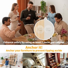 Belle&Beau 32 Pack Furniture Anchors, No-Drill Upgraded Adhesive Straps for Baby Proofing, 180 lbs Load, Anti-Tip & Earthquake Resistant, includes Extra Screws for Reinforcement