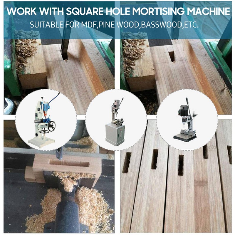 4pcs Square Hole Drill Bit Woodworking Hole Saw Mortising Chisel