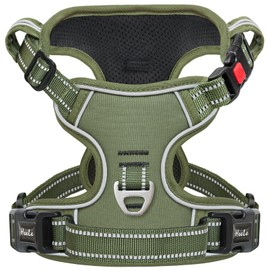 HEELE Dog Chest Harness, for Running, with Lockable Snap Closure, Adjustable, Reflective, Release At Neck, Anti-Pull, Green, S