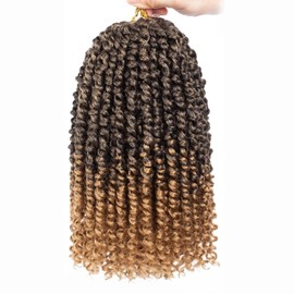 Leeven 8 Packs 10 Inch Pre Twisted Passion Twist Crochet Hair for Women Bob Water Wave Crochet Braids Hair Pre looped Curly Synthetic Bohemian Braiding Hair Extensions 12 Strands/Pack T27#