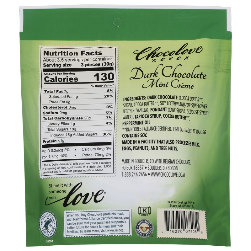 Chocolove Dark Chocolate Mint Crème Bites, 3.5 OZ
