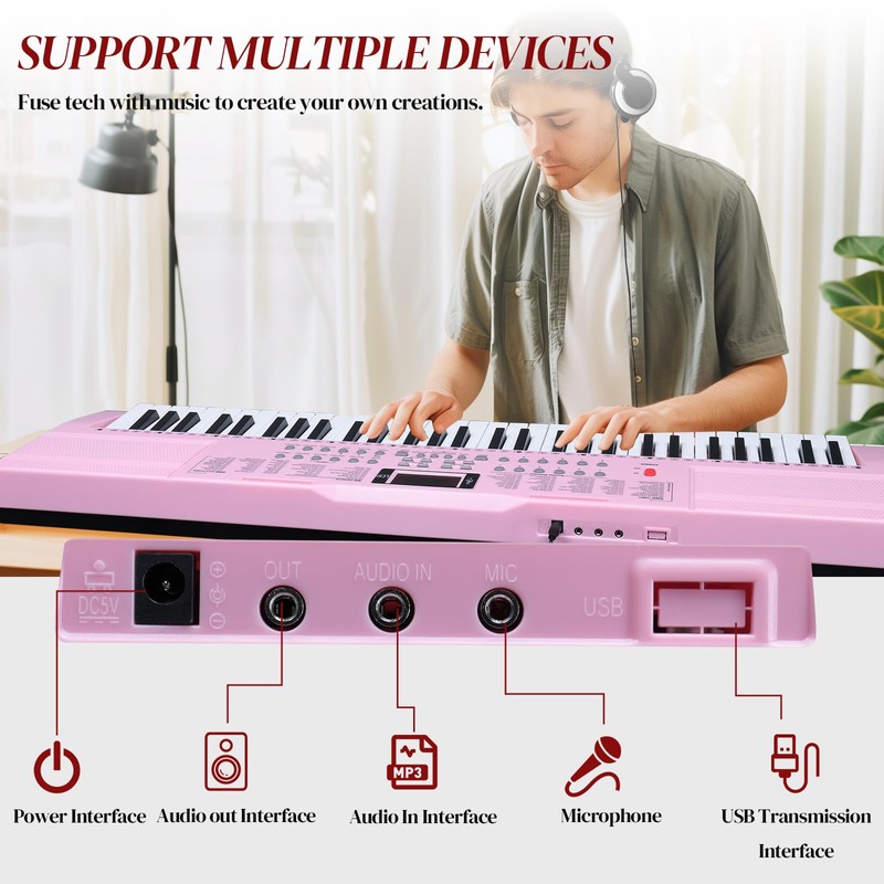 Ktaxon 61 Key Keyboard Piano Electric Keyboard w/Lighted Keys, Electric