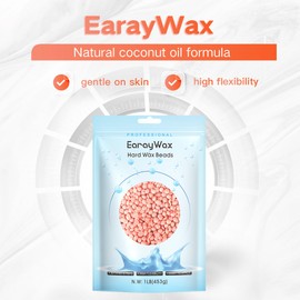 EARAYWAX 1lb Brazilian Waxing Hard Pearl Wax Beads for Sensitive Skin - Face, Eyebrow, Legs Hair Removal at Home (1LB, Rose)