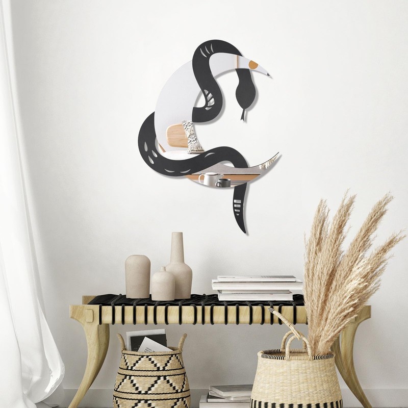 OYEFLY Black Snake and Crescent Moon Mirror Wall Decor,Gothic Snake