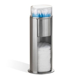 Cotton Pad Storage, Cotton Pads Cotton Buds Holder Dispenser Stainless Steel Cotton Pad Dispenser for Cotton Fioc, Cosmetic Organiser, Cotton Pad Dispenser and Cotton Buds Container with Lid