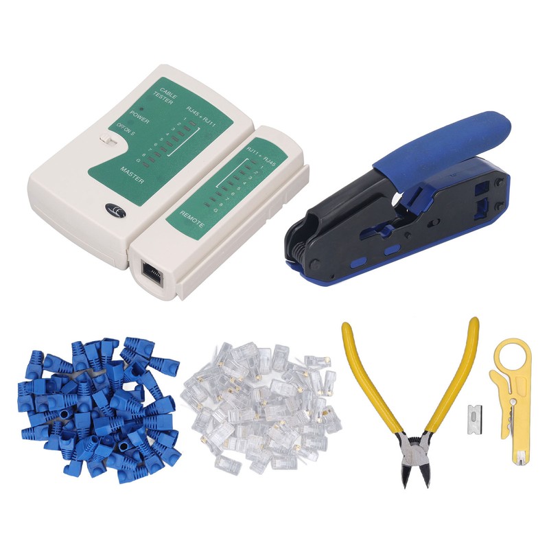 RJ45 Crimping Tool Kit Stripping Pliers 8P8C Crystal Head Network