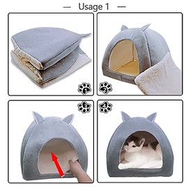 Cama para Mascotas Linda cama de gato interior gatito interior cálido pequeño para gatos perros perros nido plegable gato cueva ropa de felpa de...   