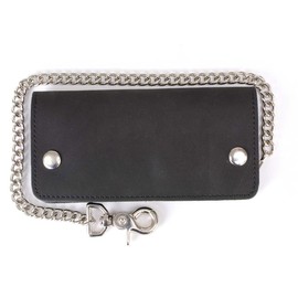 Milwaukee Leather Men's Genuine Leather Bi-Fold Biker Wallets w/Anti-Theft Stainless Steel Chain - 7 Inch