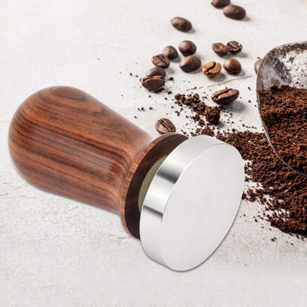 Tamper, Espresso Press Coffee Tamper, Espresso Accessories Stainless Steel, Office Home Tamper Tool with Wooden Handle (51mm)