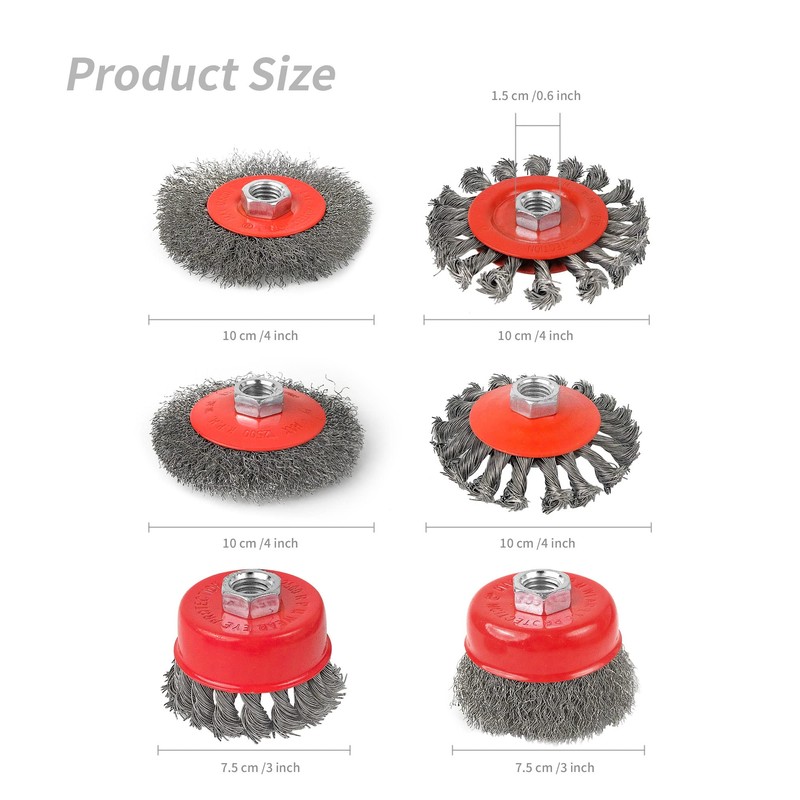 KEJJNYER 6 Pack Wire Wheels for 4 1/2 Angle Grinder,