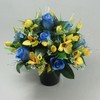 Just Because Flowers Spring Artificial Grave Flower Arrangement with Blue