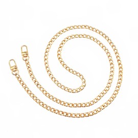 JZK 120cm flat gold chain bag strap, long metal bag chain for shoulder bag, crossbody bag shoulder strap replacement, thin shoulder bag chain, handbag chain strap, purse chain with buckles