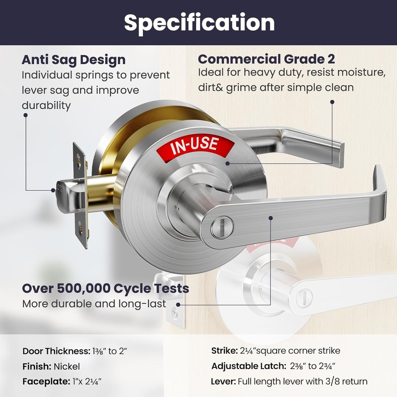 Commercial Bathroom Door Handle, Privacy Indicator Door Lock, Occupied Bathroom