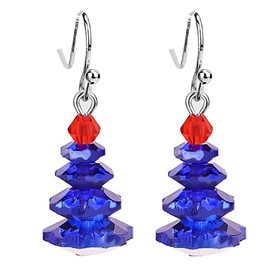 Christmas Earrings for Women Holiday Earrings Crystal Cristmas Tree Earrings Xmas Dangle Earrings Christmas Jewelry-blue