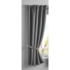 Gardinenbox Newyork Opaque Curtain Concealed Loops Dark Grey H x W 160 x 140 cm Pack of 1 Thermal Blackout Curtain Soundproofing Oeko-Tex Ruffle Tape Tieback 202020610