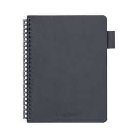 Lihit Lab Open Ring Notebook, Faux Leather Cover, A5, Gray, N2993-27