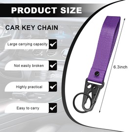 Wevdn Car Key Chain, Fabric Metal Practical Multifunctional Motorcycle Keychain, Anti-Lost Keychain with O-Ring for Men Women (Purple)