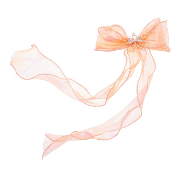 IWOWHERO 2pcs Hair Bow Ribbon Clips with Shiny Crown Decoration