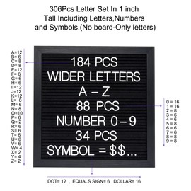 G GAMIT Felt Letter Board Letters Set, 306pcs 1inch Wider Letters Only（No Board）