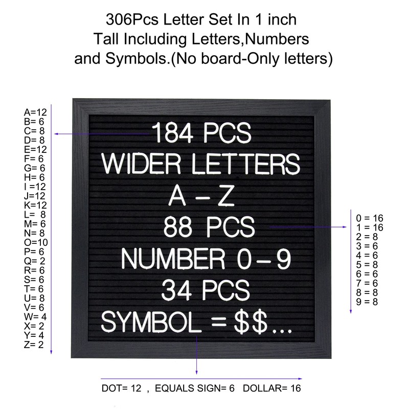 G GAMIT Felt Letter Board Letters Set, 306pcs 1inch Wider