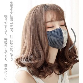 Washable Checkered Mask, Autumn and Winter Mask, Fashion Mask, Plaid, Easy to Breathe, Non-Stuffy, Won't Hurt Your Ears, Pack of 4, Includes 2 High Performance Filters (Check Mix F)