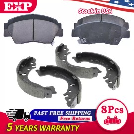 EXPPOWER FRONT Ceramic Brake Pads + REAR SHOES for 2003-2005 2006 2007 Honda Civic HYBRID