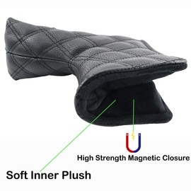 Kimpengofu Skull and Crossbones Golf Club Skeleton Blade Putter Cover Magnetic Closure Synthetic PU Leather with Diamond Pattern Design (Black Blade Putter)