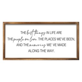 JUMBO DECOR The Best Things in Life Sign Wall Decor 24''×12'' Vintage Farmhouse Framed Wood Memories Inspirational Quotes Wall Art for Family Home Decor (Brown)
