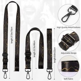 Dutyway Cell Phone Lanyard, Wrist Lanyard for Keys, Adjustable Crossbody Shoulder Neck Strap with Phone Tether Tabs Universal Lanyards for ID Badges, Card Holder, Most Smartphones (Black Gold)