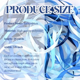 NACHLYNN 150 Yards Rainbow Satin Ribbon Wide Polyester Fabric Ribbon Use for Gift Wrap Wedding Bridal Baby Shower Bows Decor Flower Bouquet Crafts (Blue, 3/8 inch)