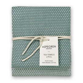 Aspegren Gastro Tea Towel 50 x 70 cm, Two-Tone Set of 2 in 100% Organic Cotton, Made in India (Dark Forest Green)