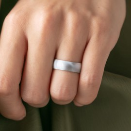 Saco Band Silicone Ring for Women - 6mm Width 1.9mm Thick (Marble Silver - Size 8.5-9 (18.90mm))