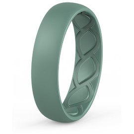 Saco Band Silicone Ring for Women - 6mm Width 1.9mm Thick (Dark Green E - Size 7.5-8 (18.20mm))