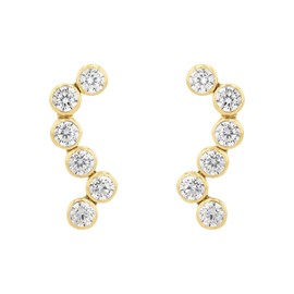 Amor 2020265 Women's Stud Earrings with Synthetic Zirconia 1.5 cm Gold Comes in Jewellery Gift Box, Yellow Gold, Created Cubic Zirconia